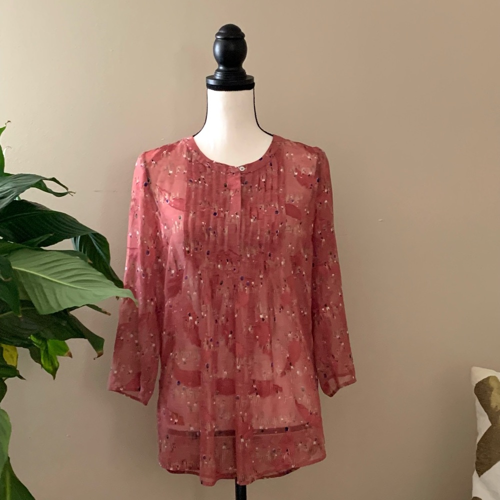 D O N A T E D 
Floral Pink Women's Top by Pale sky sz s EUC B52